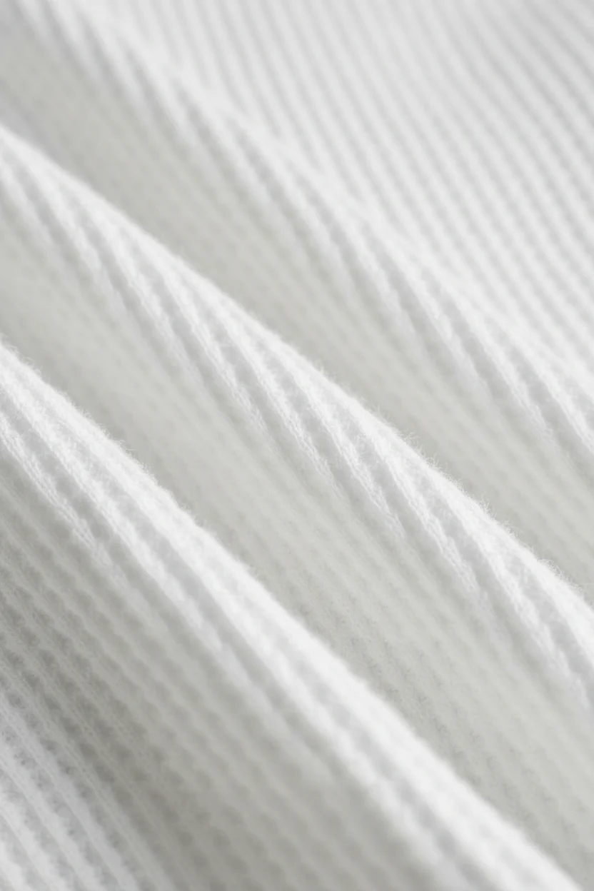 Fitted Long Sleeve Waffle T-Shirt, White - Image 4