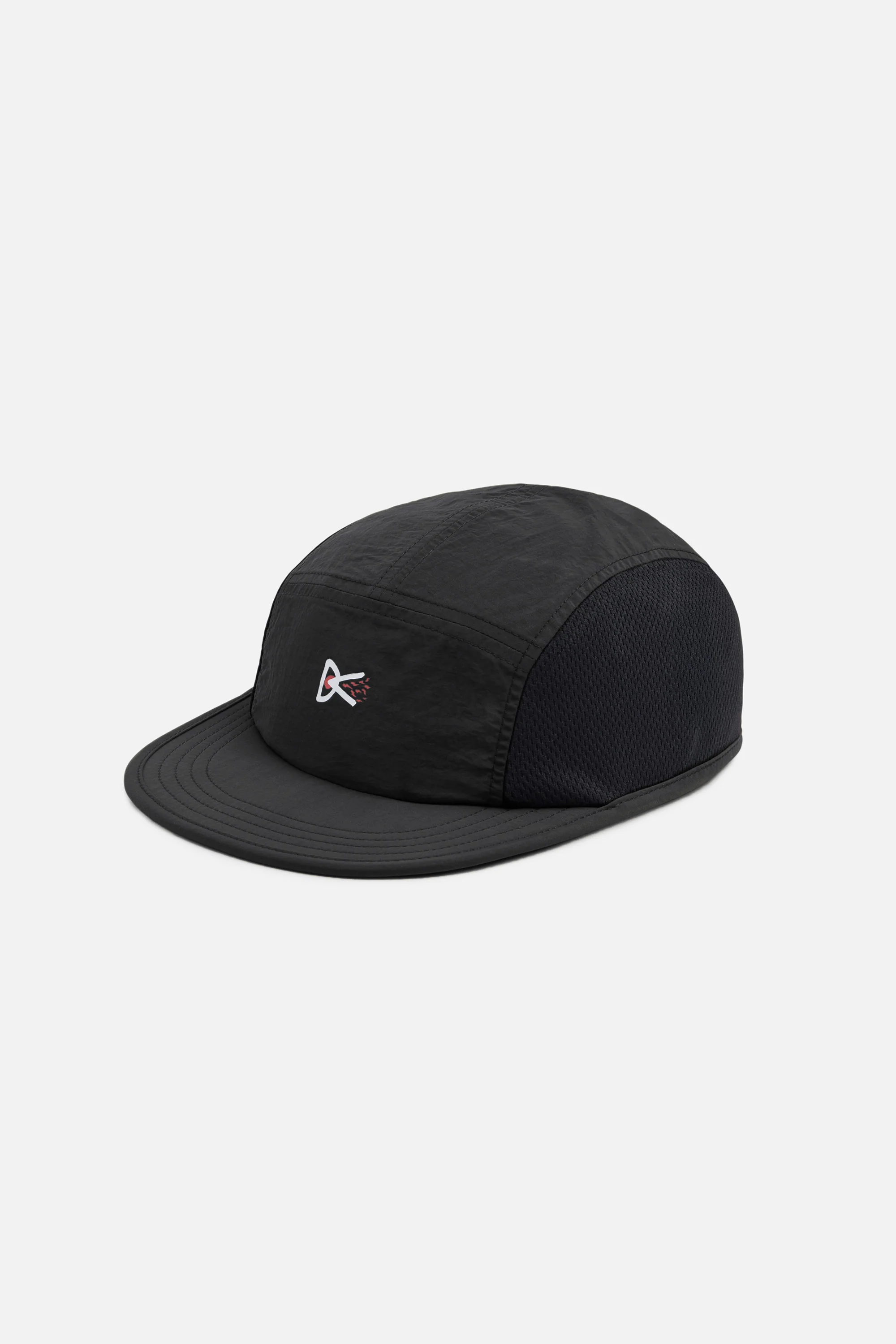 Nylon Paneled Mesh Hat, Black